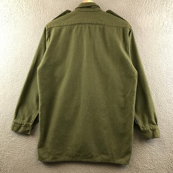 British Army Mens Wool Flannel Combat Shirt Green Ladybird Belfast 1960s L - Picture 2 of 9